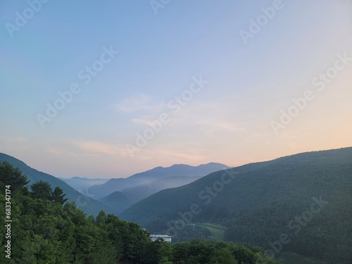 mountains in the morning