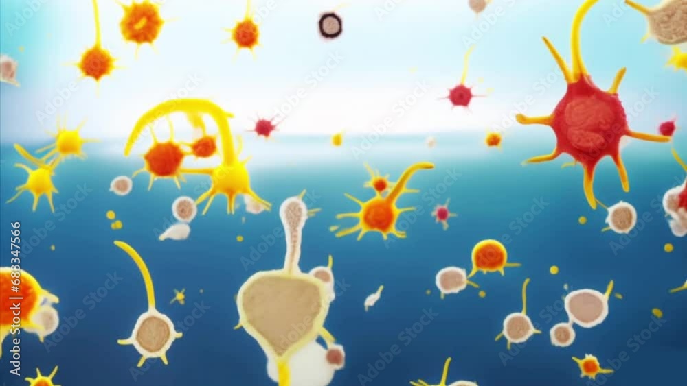 cartoon cells, abstract scientific illustration cartoon cells, abstract scientific illustration