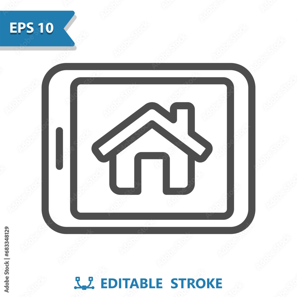 Smart Home Icon. Tablet, House, Home, Real Estate Smart Home Icon. Tablet, House, Home, Real Estate