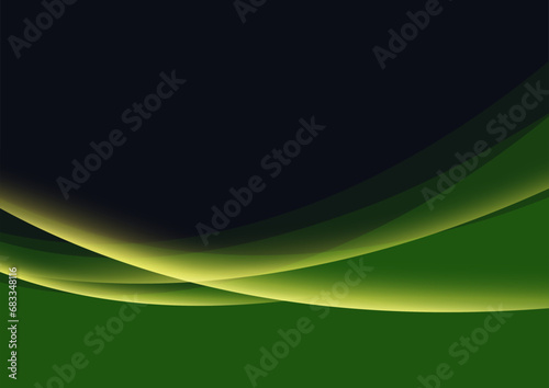 輝く黄色ウェーブ黒背景