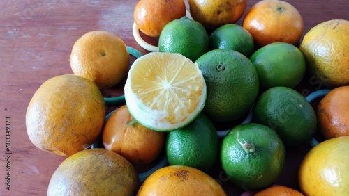 Citrus fruits on the table 