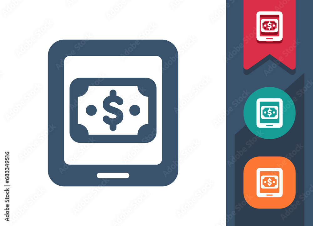 Tablet Icon. Money, Dollar Bill, Online Shopping, Internet Shopping, E-commerce Tablet Icon. Money, Dollar Bill, Online Shopping, Internet Shopping, E-commerce