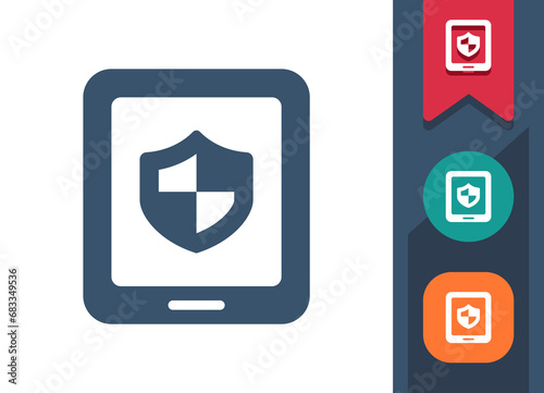 Tablet Icon. Shield, Antivirus, Security, Insurance