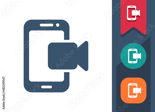 Smartphone Icon. Mobile Phone, Telephone, Video, Camera, Movie