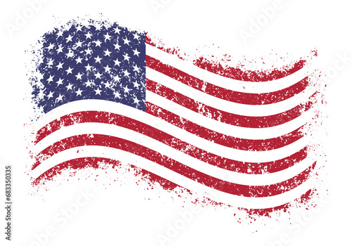 USA flag grunge sticker colorful