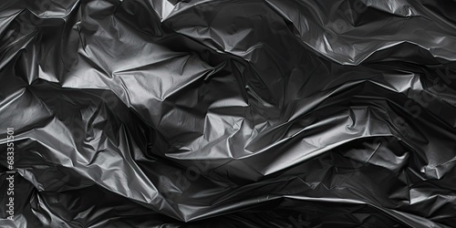 Black wrinkled plastic wrap texture