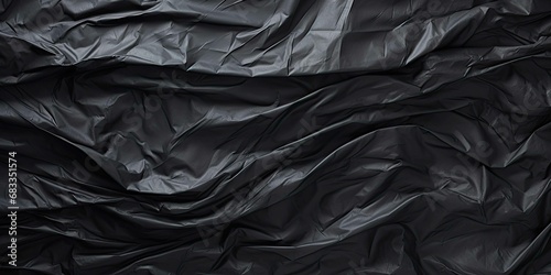 Plastic wrap texture on dark wrinkled background photo