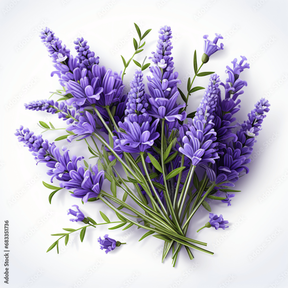 Obraz premium Fresh Lavender, White Background