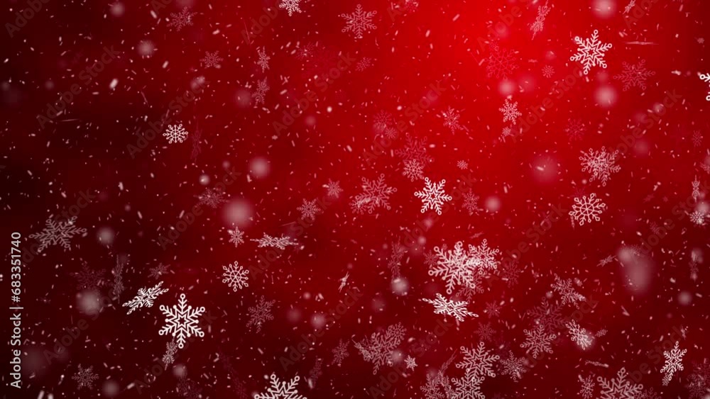 Red Christmas snowflake background. Winter snowfall background. Seamless loop Red Christmas snowflake background. Winter snowfall background. Seamless loop