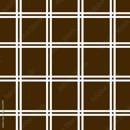Seamless pattern with white stripes in cage on brown background