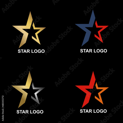 Star logo illustration design with four color variants