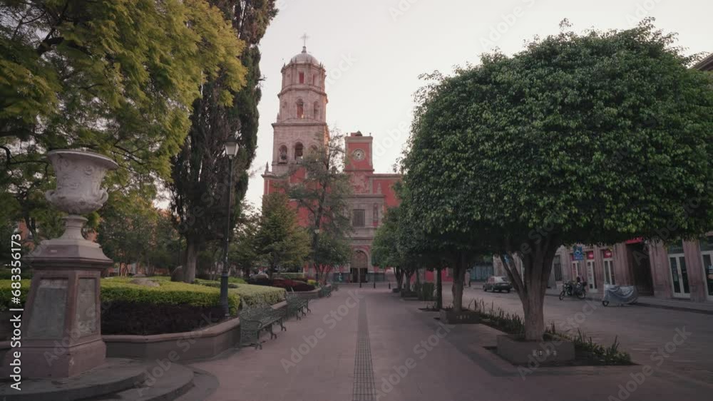 Jardín Zenea Garden and Templo de San Francisco de Asís Catholic church Santiago de Querétaro, Mexico