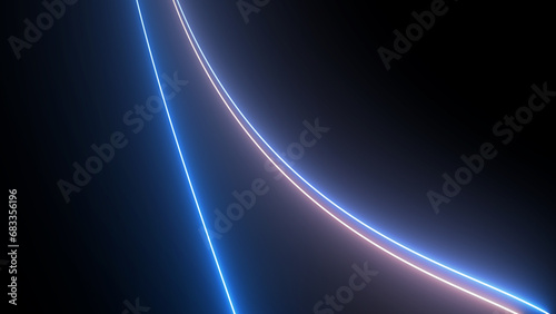 Neon blue and pink color moving high-speed curved lines concept. High-speed data transfer.