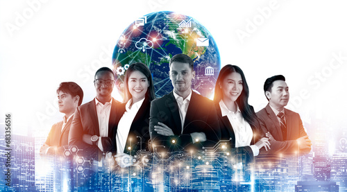 business people and globe background