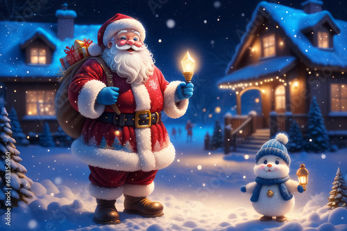 Nikolaus und Christkind Besuch im Winter Wonderland, generated image