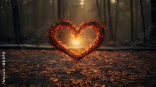 Valentine's day Concept, Heart shape in the forest