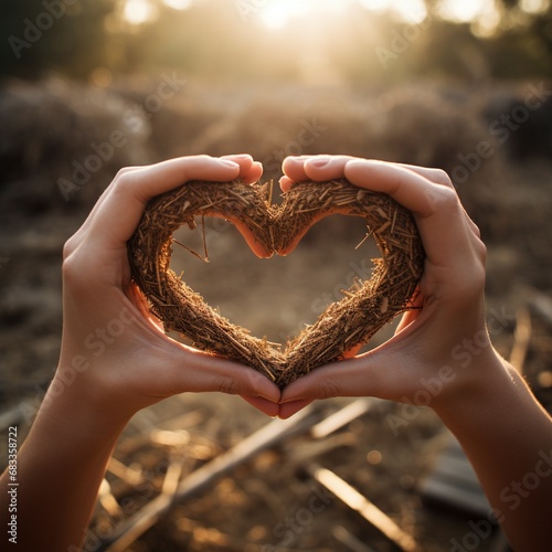 Valentine's day Concept, Heart shape within hand