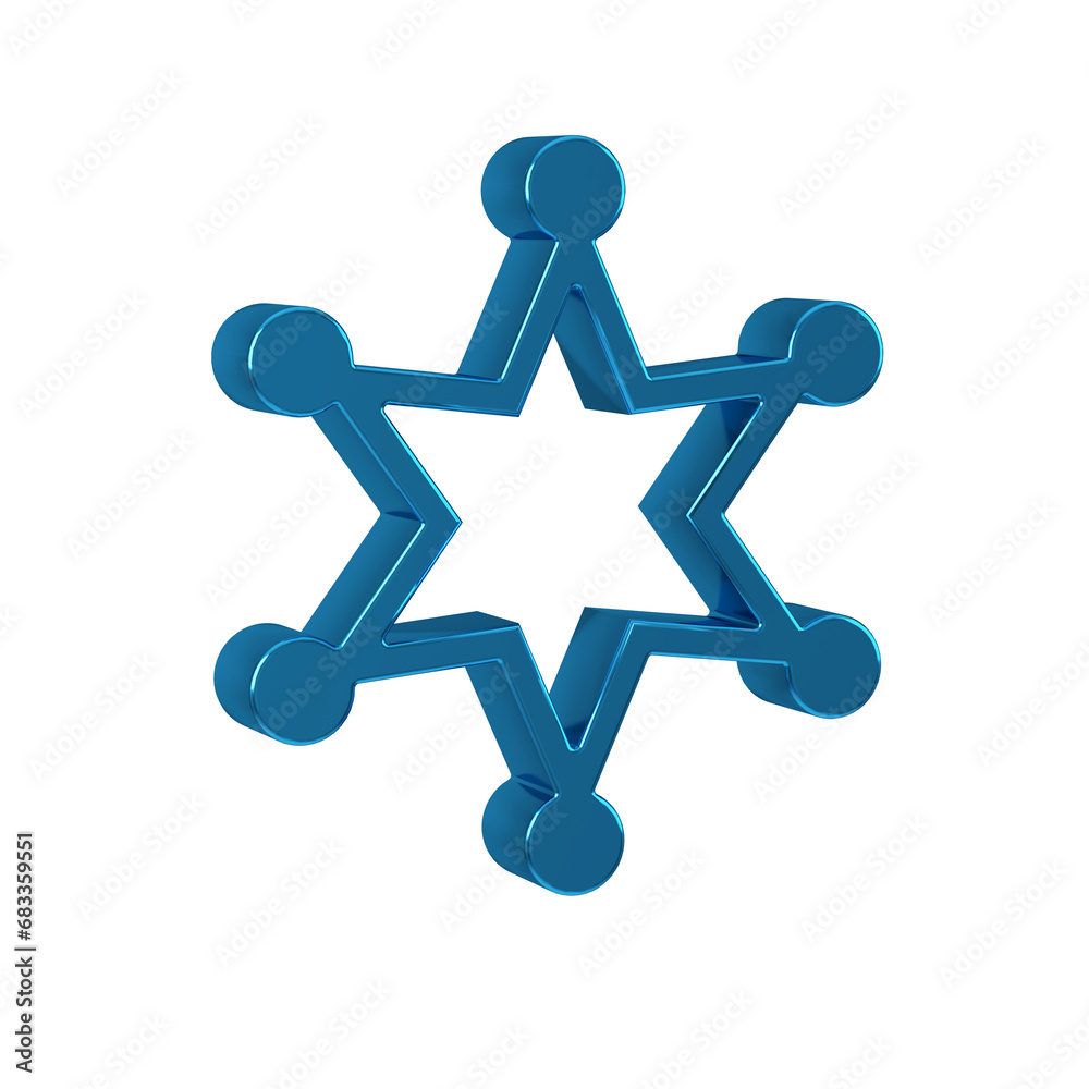 Blue Hexagram sheriff icon isolated on transparent background. Police badge icon. Blue Hexagram sheriff icon isolated on transparent background. Police badge icon.