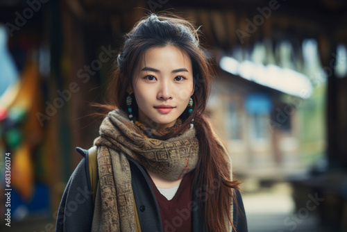 Wallpaper Mural Generative AI image of a lovely cheerful girl enjoying walking in new city Torontodigital.ca