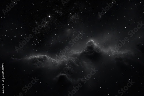 space stellar background, black starry sky with interstellar cloud photo