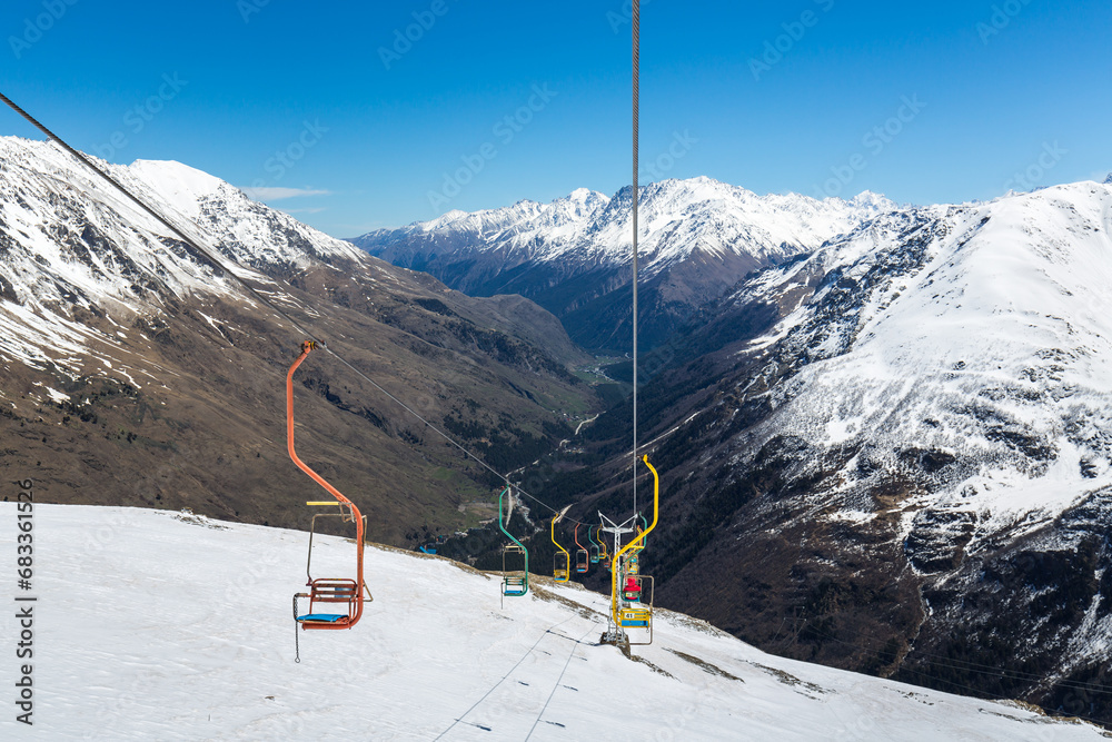 Fototapeta premium Cable car on the mount Cheget