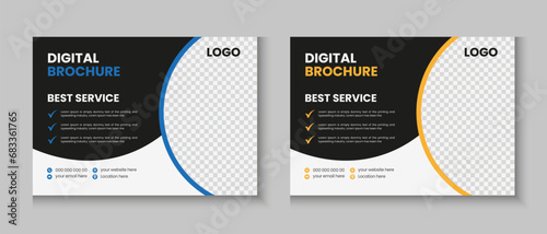 Horizontal or widescreen flyer cover letter layout, brochure, annual report, letterhead, company profile, magazine, business presentation template design