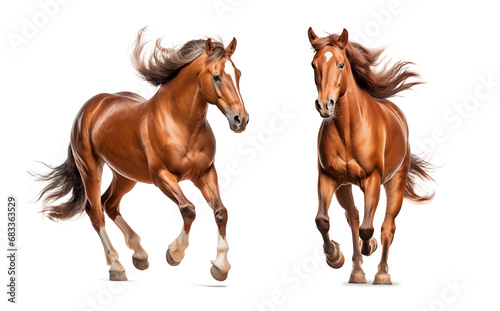 American quarter horse in running motion, isolated