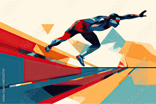 Abstract Illustration of a High Jumping Person.