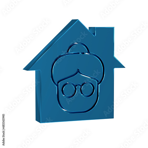Blue Nursing home building icon isolated on transparent background. Health care for old and sick people. Center for retired people.