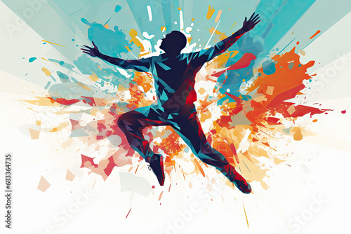 Abstract illustration of a person high jump. photo