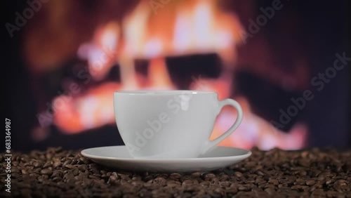 Coffee cup with natural steam smoke of coffee
