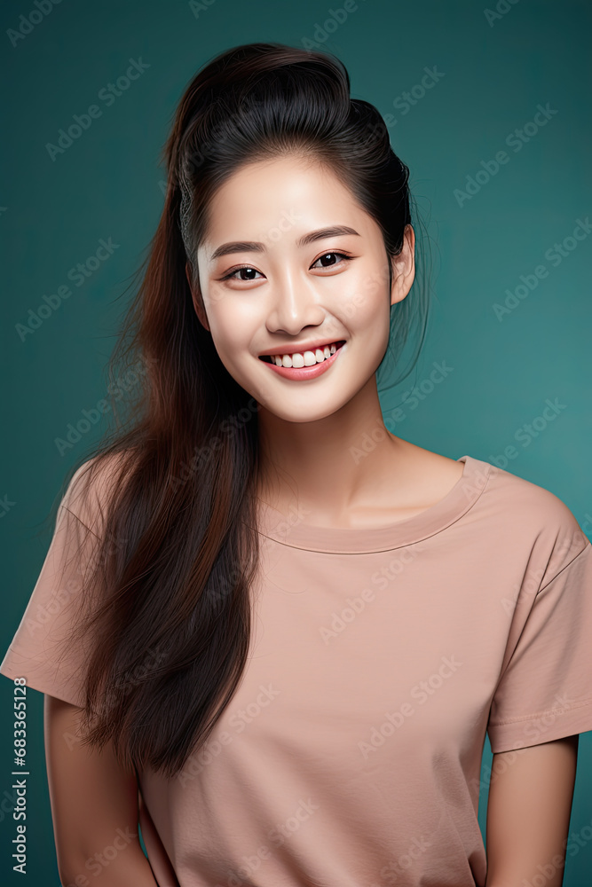Fototapeta premium A beautiful Asian woman with a smile