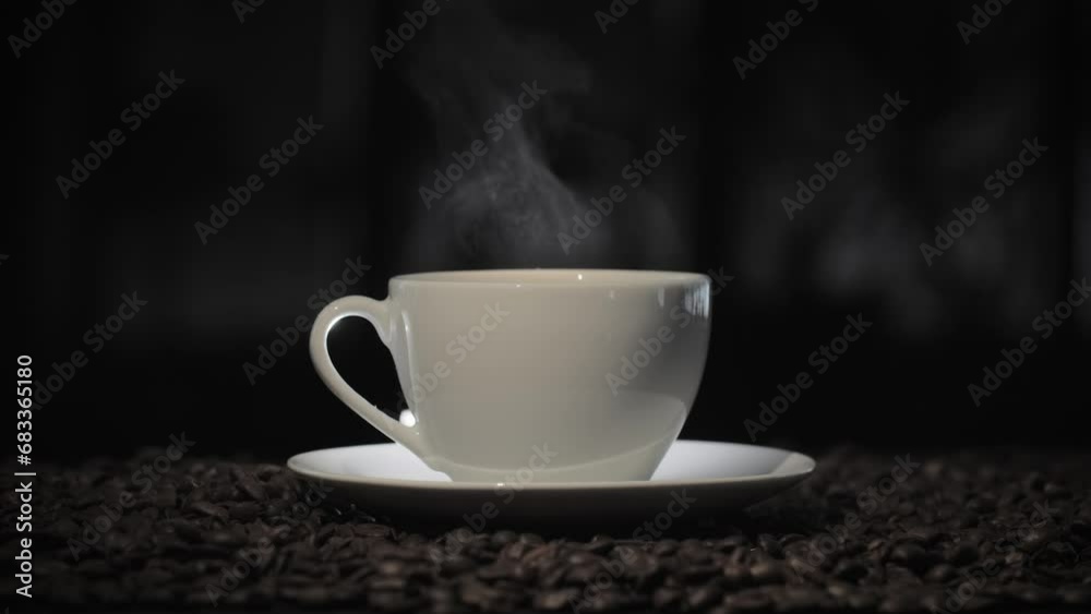 Coffee cup with natural steam smoke of coffee Coffee cup with natural steam smoke of coffee