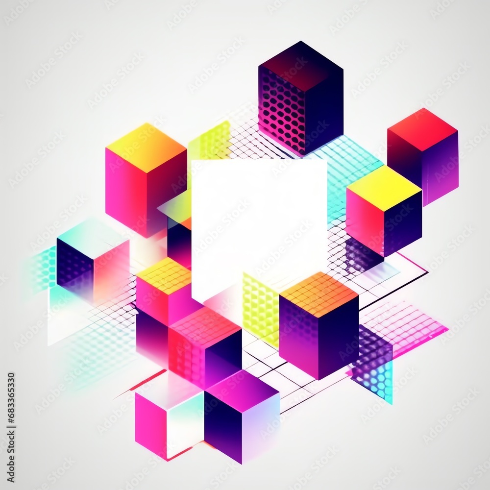a colorful cubes and grid a colorful cubes and grid