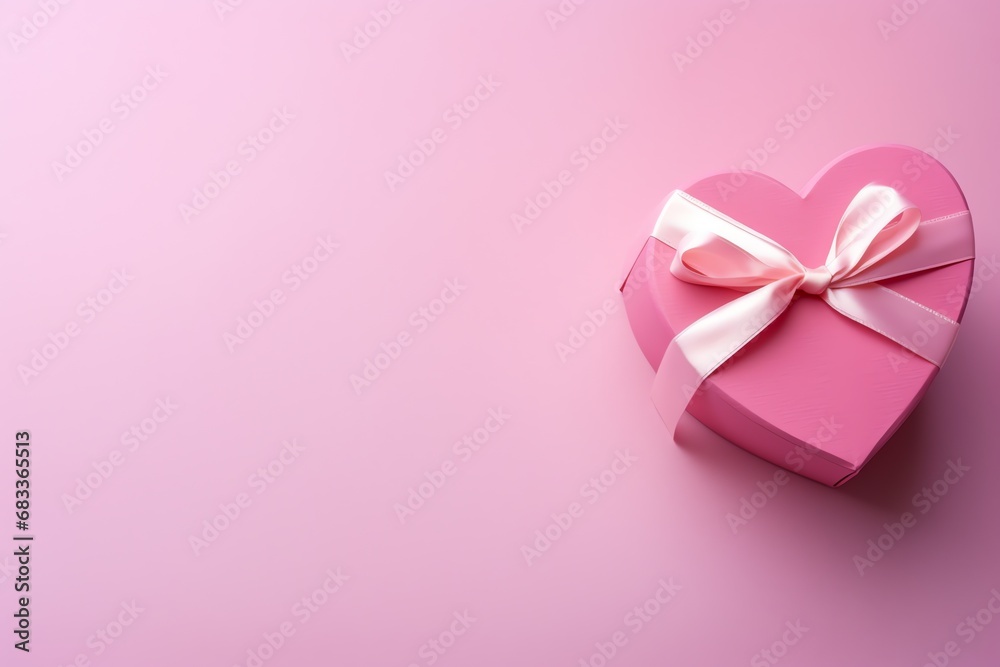 a pink heart shaped box with a pink bow