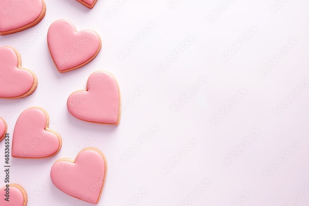 a group of pink heart shaped cookies a group of pink heart shaped cookies