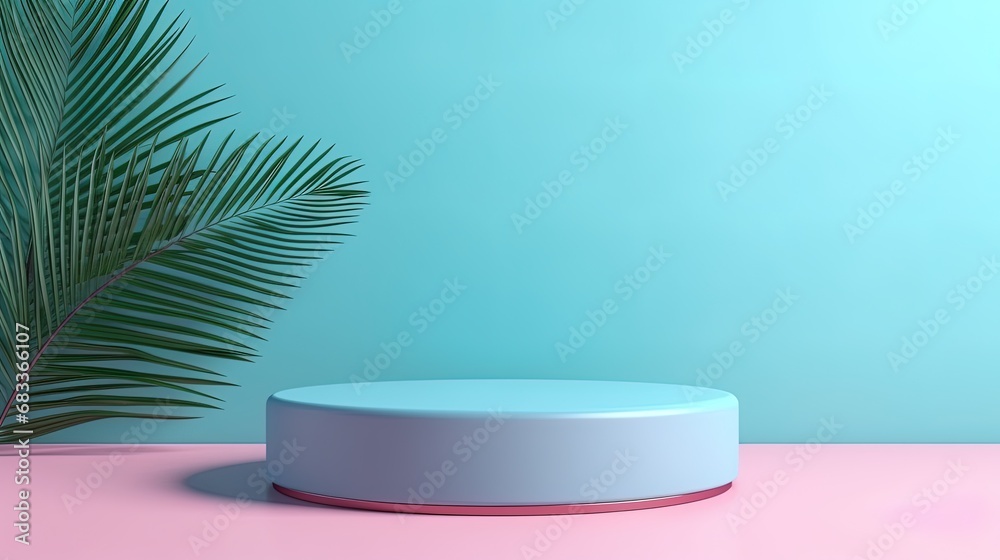 Blue and pink abstract podium, ai generative Blue and pink abstract podium, ai generative