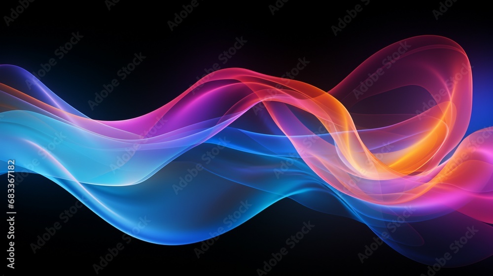 Abstract Black Background with Colorful Wave Motion Illustration Abstract Black Background with Colorful Wave Motion Illustration