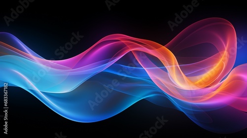 Abstract Black Background with Colorful Wave Motion Illustration