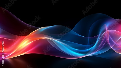 Abstract Black Background with Colorful Wave Motion Illustration