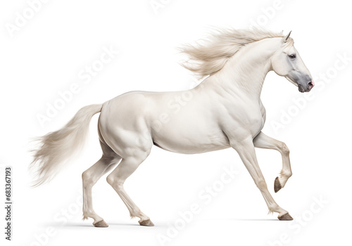 Galloping white arabian horse on isolated background © FP Creative Stock
