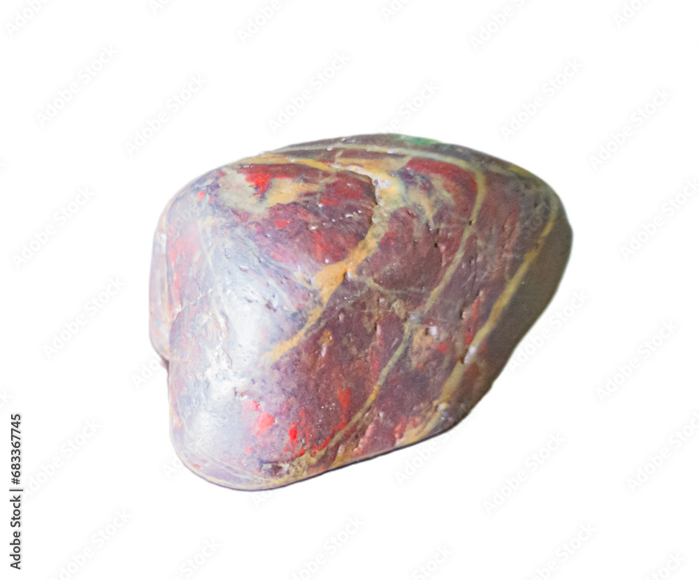 Image of a stone, with beautiful shapes and patterns. Die cut, white background, isolated.