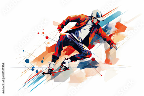 Abstract illustration of a person skating. © Robert