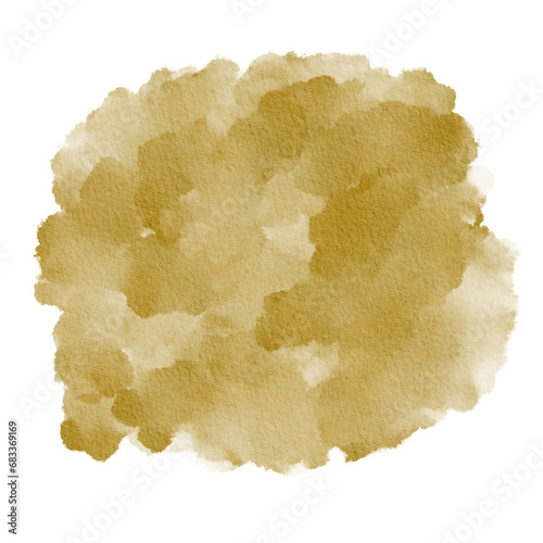 Rich Gold Watercolor Paint Stain Background Circle, Abstract Paper Texture Color of the year