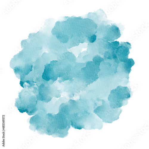 Capri, blue Watercolor Paint Stain Background Circle, Abstract Paper Texture Color of the year