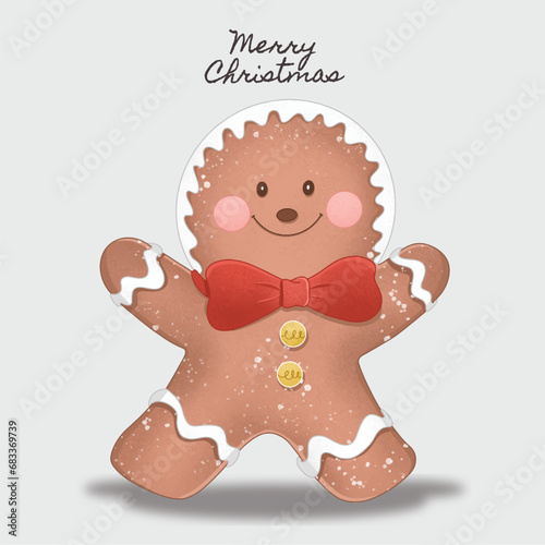 Hand drawn gingerbread man cookie