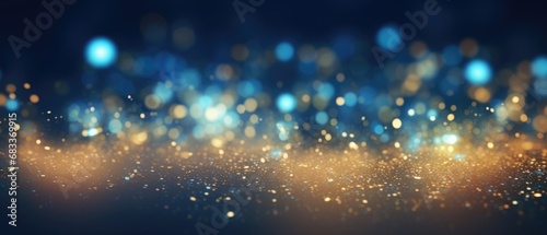 blue and gold glow particle abstract bokeh background