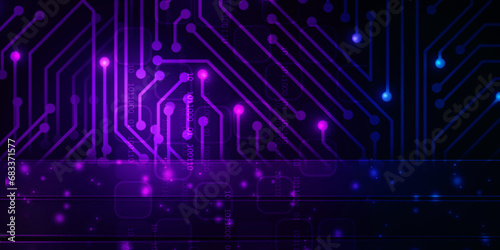 2d illustration Abstract futuristic electronic circuit technology background