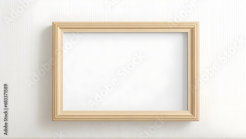 Picture Frame on a White Wall. Islated Wooden Frame on a Wall with Copy Space.