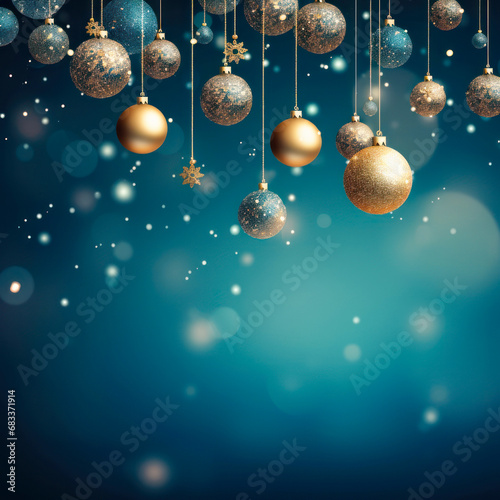 Christmas background banner with balls and snowflakes